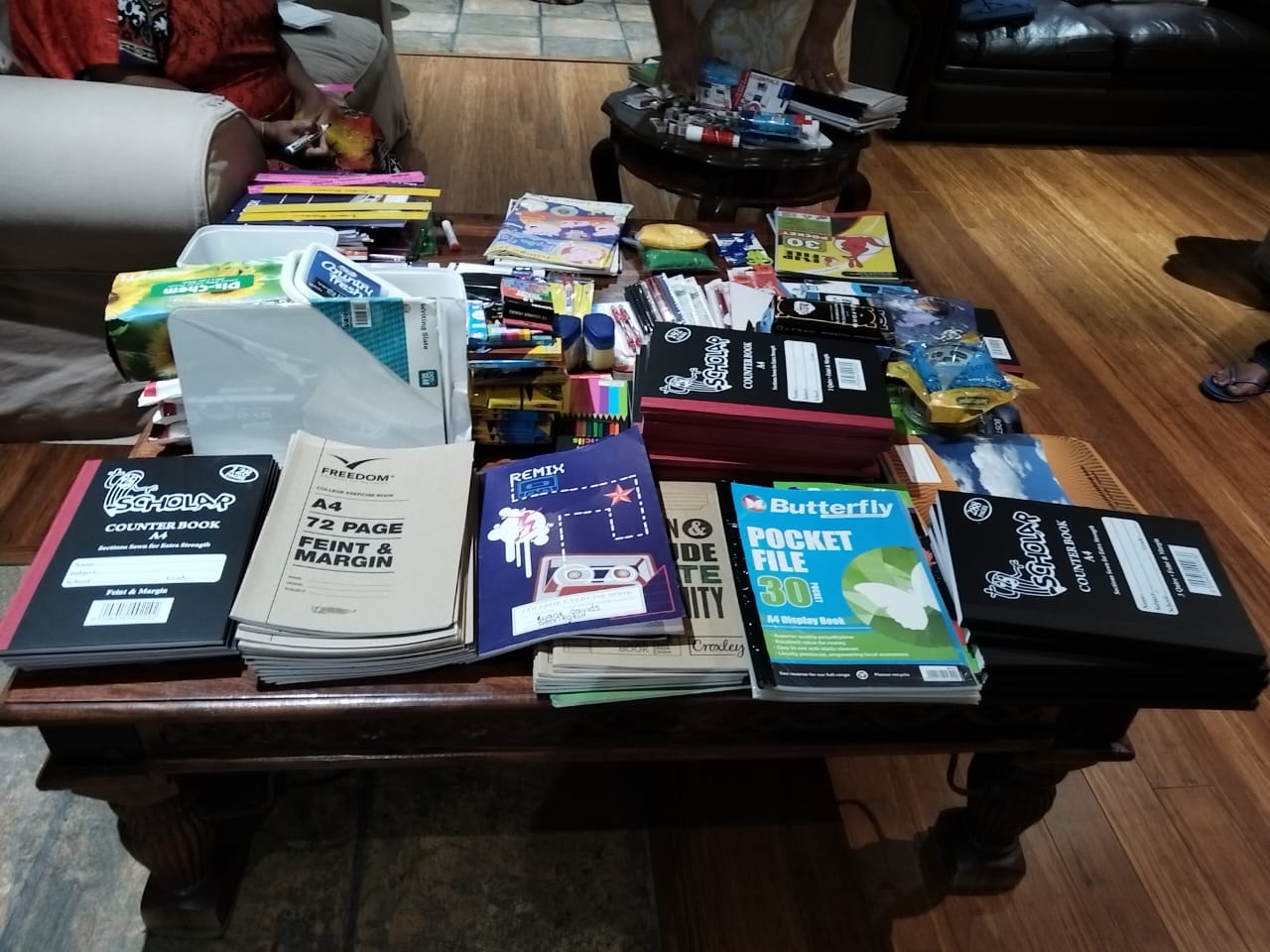 Donated school supplies